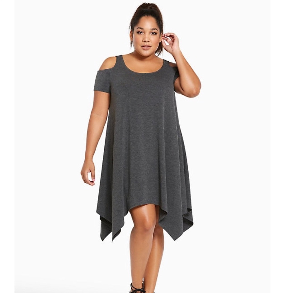 Torrid knit cold shoulder handkerchief dress